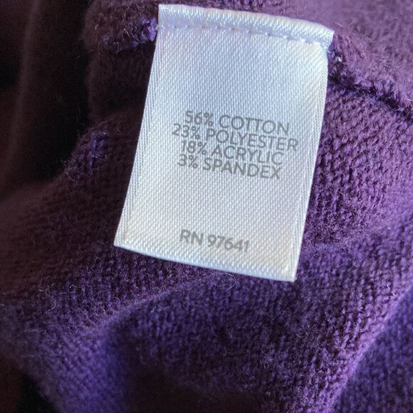 J Jill Pullover Cotton Blend Crewneck Long Sleeve Purple Sweater Size Medium - Picture 7 of 13